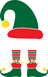 christmas elf green hat isolated vector