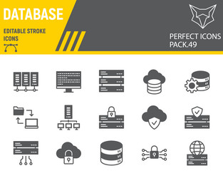 database glyph icon set vector