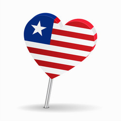 liberian flag heart-shaped map pointer layout vector image