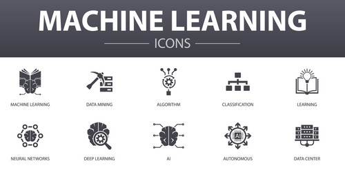 Machine Learning Icon Set - Data & AI vector