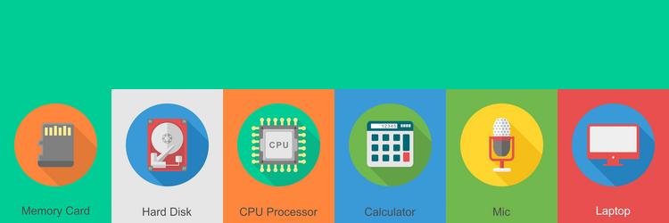 a set of 6 computer and hardware icons as memory vector image