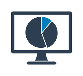 computer graph icon with pie chart symbol flat vector image