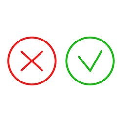 Flat cross check mark circle for web design app vector