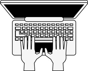 hands typing on laptop computer topview icon image vector image