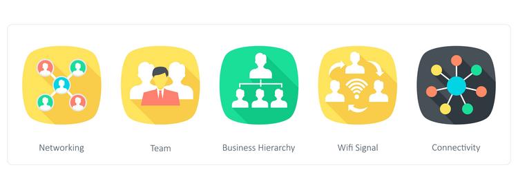 a set of 5 communication icons as networking team vector image