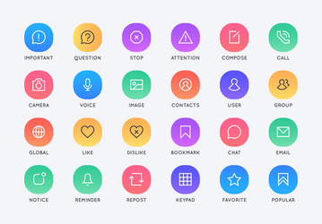 communication user interface ui icon set high vector image