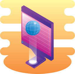 Desktop computer with sphere browser vector
