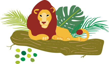 hand drawn flat composition with lion Vector Image