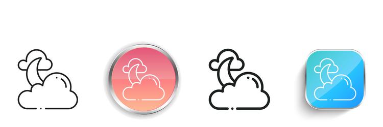 cloudy night icon thin linear regular and button vector image