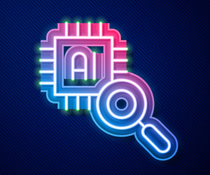 glowing neon line computer processor vector image