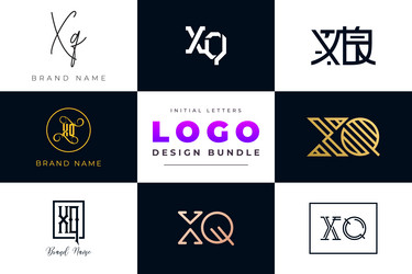Initial letters xq monogram logo design bundle Vector Image