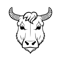 Bull head black and white icon vector