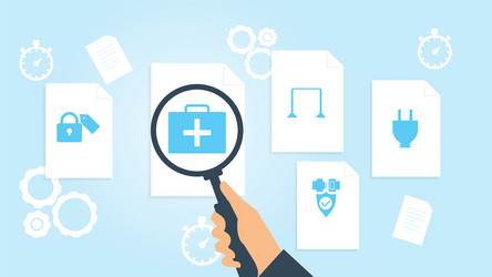 document with search icons file and magnifying vector image