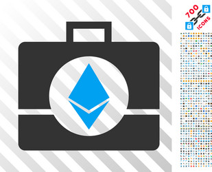 Ethereum crystal case flat icon with bonus vector