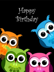 Party owls pink card Royalty Free Vector Image