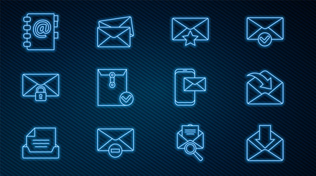 set line envelope with star and check mark mail vector image