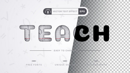 teach math - editable text effect font style vector image