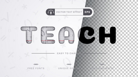 teach math - editable text effect font style vector