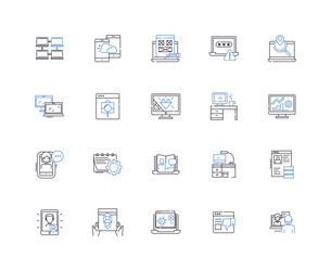 terminal line icons collection command prompt vector