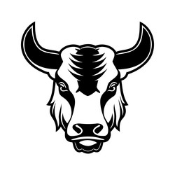 bull head black and white icon Vector Image