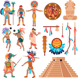 Maya culture elements set vector