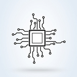 processor chip cpu microprocessor modern icon vector
