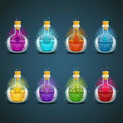 big set with different magic illumination elixir vector