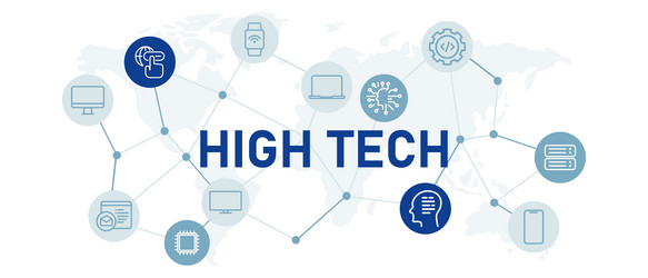 high tech icon set with computer vector image