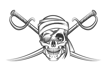 Skull with Crossed Swords Vector Image