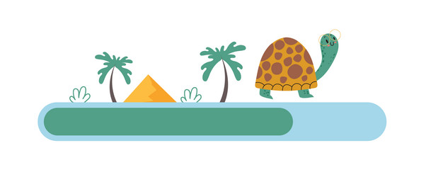 turtle character web site downloading line concept vector image