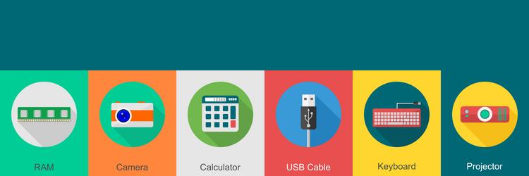 a set of 6 computer and hardware icons as ram vector image