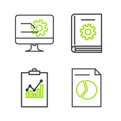 set line document with graph chart clipboard user vector image