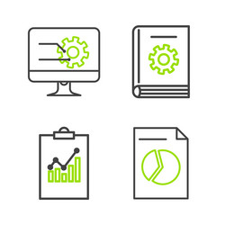 Set line document with graph chart clipboard user vector