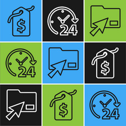 set line price tag with dollar cursor click vector image