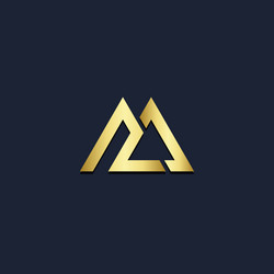Triangle abstract curve gold logo Royalty Free Vector Image