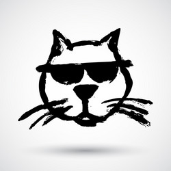 Cool cat grunge icon vector