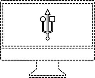 monitor computer usb app button screen vector image