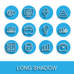 set line calculator shield with check mark coin vector image