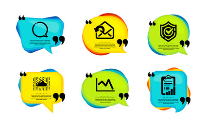 speech bubble line chart and send mail icons set vector image