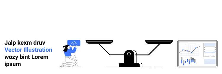 balance between coding and data analysis vector image