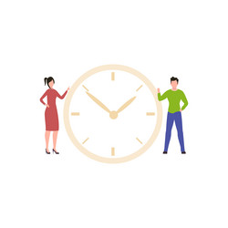 Boy and girl standing by the clock vector