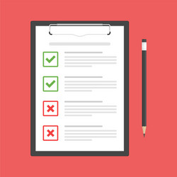 Checklist with Red Cross and Checkmarks vector