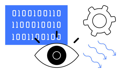 data processing visualization with binary code vector image