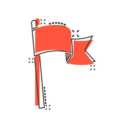 flag icon in comic style pin cartoon on white vector