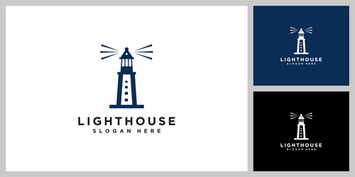 lighthouse searchlight beacon tower island simple Vector Image