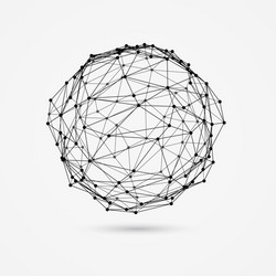3d wireframe object deformed sphere consists vector image