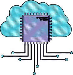 Cloud storage data and cpu microprocessor icon vector