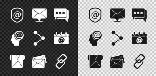 set shield with mail and e-mail envelope speech vector image