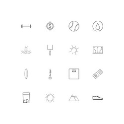 Sport fitness and recreation linear thin icons vector