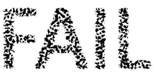 word text fail letters are broken into fragments vector image